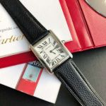 TW Factory Cartier Tank 762 Quartz Movement WG Case Litchi-Patterned Cowhide Leather Strap Watch